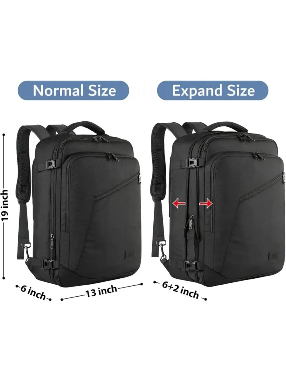 Extra Large Expandable Travel Backpack for Men, Carry-On, Durable & Versatile